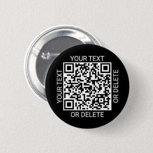 QR Code Generator Werbewebsite Einfach Schwarz Button (Vorne & Hinten)