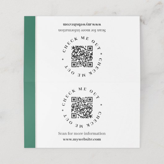 QR-Code generierte Informationen Gezeichnetes Schr Platzkarte (Außenseite Aufgefaltet)