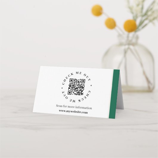 QR-Code generierte Informationen Gezeichnetes Schr Platzkarte (Rückseite)