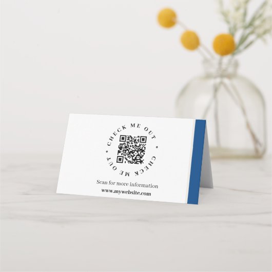 QR-Code generierte Informationen Gezeichnetes Schr Platzkarte (Rückseite)