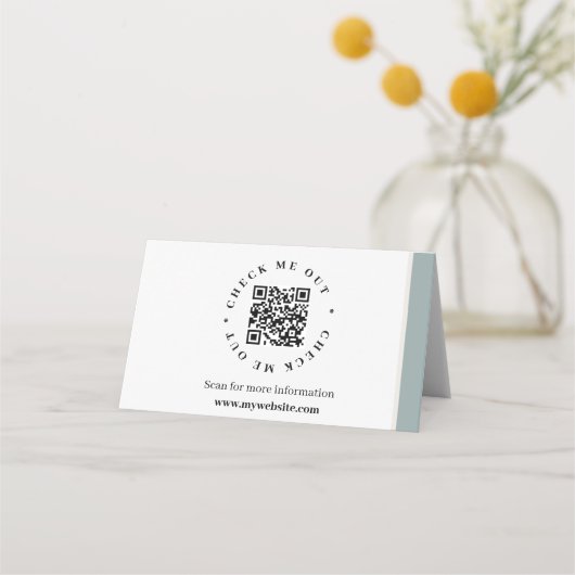 QR-Code generierte Informationen Gezeichnetes Schr Platzkarte (Rückseite)