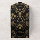 QR Code Geometric Art Deco Wedding All In One Einladung (Außenbereich)