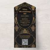 QR Code Geometric Art Deco Wedding All In One Einladung (Innen Boden)