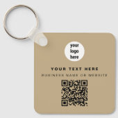 QR-Code Geschäft-Logo Beige Minimalistisches Gesch Schlüsselanhänger (Vorderseite)