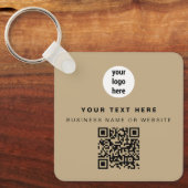 QR-Code Geschäft-Logo Beige Minimalistisches Gesch Schlüsselanhänger (Vorderseite)