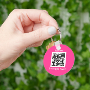 QR-Code Geschäft-Logo Magenta Hot Pink Weiblich Schlüsselanhänger