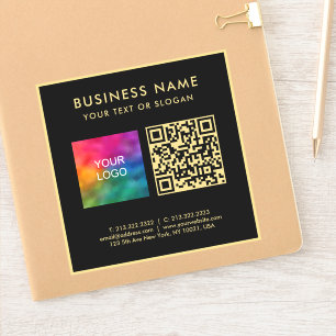 QR-Code Geschäft-Logo Text Elegant Schwarz und Gol Aufkleber