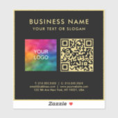 QR-Code Geschäft-Logo Text Elegant Schwarz und Gol Aufkleber (Blatt)