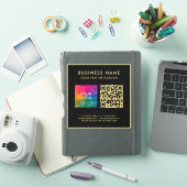QR-Code Geschäft-Logo Text Elegant Schwarz und Gol Aufkleber (iPad Hülle)