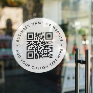 QR-Code   Geschäft Minimal Weiß Scannbar Rund Fensteraufkleber