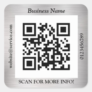 QR-Code Geschäft. Name Website Promo, gebürstet Si Quadratischer Aufkleber