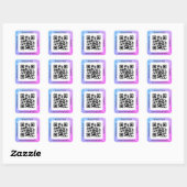 QR-Code Geschäft. Name Website Promo, Wassertropfe Quadratischer Aufkleber (Blatt)