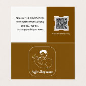 QR-Code-Geschäftskarte für Coffeeshops im gefaltet Visitenkarten (Außenseite Aufgefaltet)