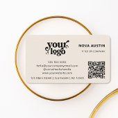 QR-Code Geschäftslogo Beruflich Moderne Creme Visitenkarte