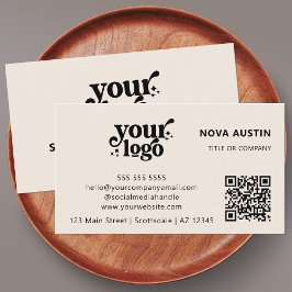 QR-Code Geschäftslogo Beruflich Moderne Creme Visitenkarte