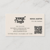 QR-Code Geschäftslogo Beruflich Moderne Creme Visitenkarte (Vorderseite)