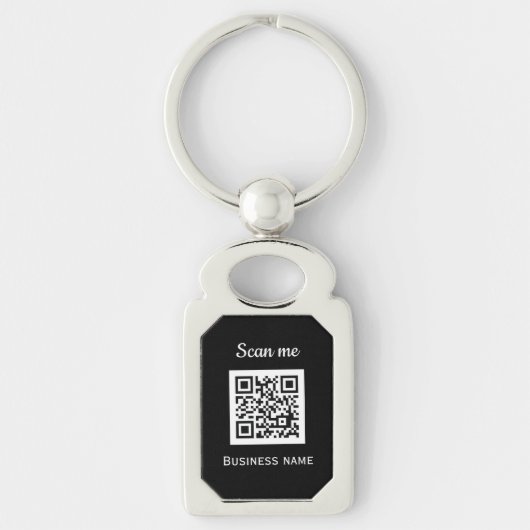 QR-Code Geschäftslogo Beruflich Schwarz Schlüsselanhänger (Vorderseite)