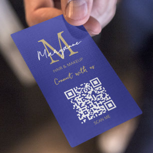 QR-Code Geschäftslogo Blau Gold Visitenkarte