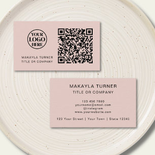 QR-Code-Geschäftslogo Blush Pink Professionell Visitenkarte