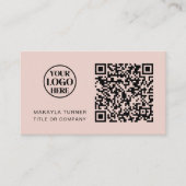 QR-Code-Geschäftslogo Blush Pink Professionell Visitenkarte (Vorderseite)