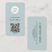 QR-Code Geschäftslogo Dusty Blue Visitenkarte (Vorne/Hinten)