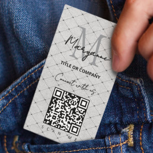 QR-Code Geschäftslogo Grau Karo Visitenkarte