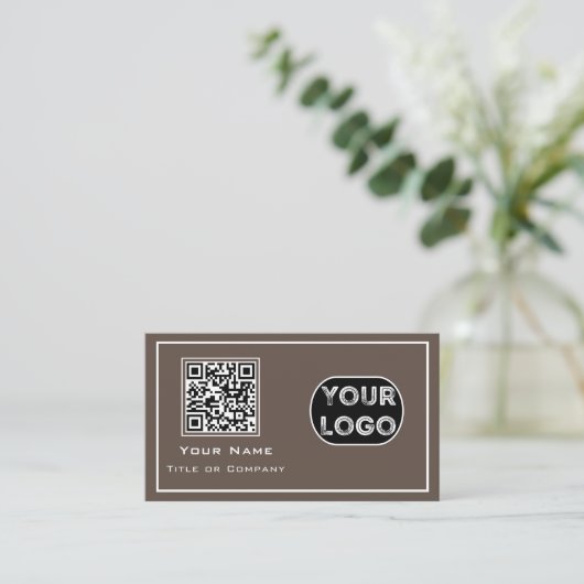 QR-Code-Geschäftslogo Minimalistisch Visitenkarte (Stehend Vorderseite)