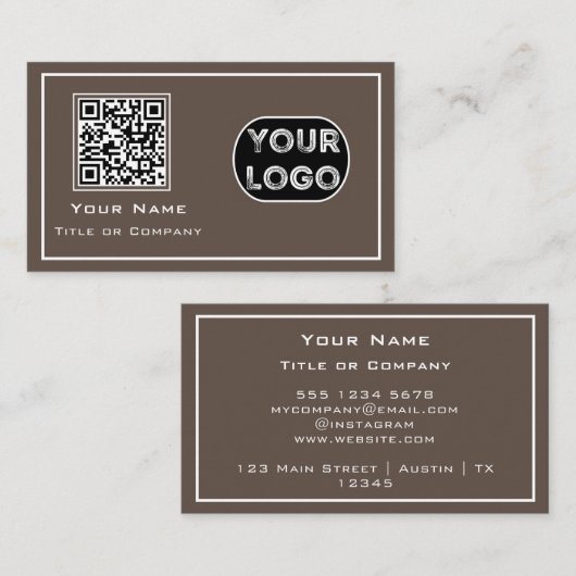 QR-Code-Geschäftslogo Minimalistisch Visitenkarte (Vorne/Hinten)