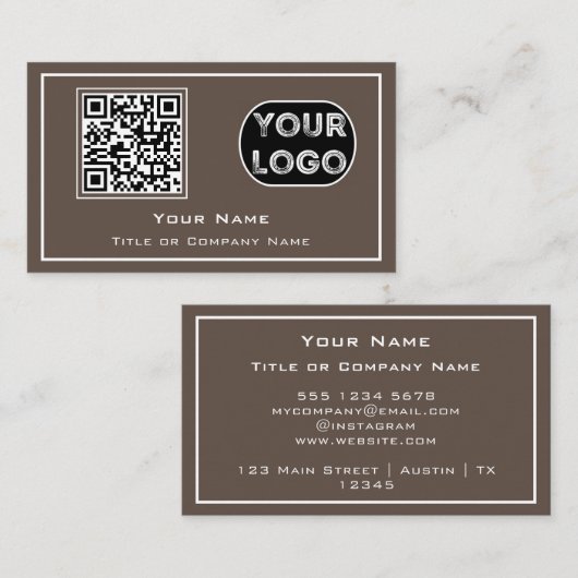 QR-Code-Geschäftslogo Minimalistisch Visitenkarte (Vorne/Hinten)