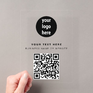 QR-Code-Geschäftslogo Modern Minimalistisch Schwar Acryleinladungen