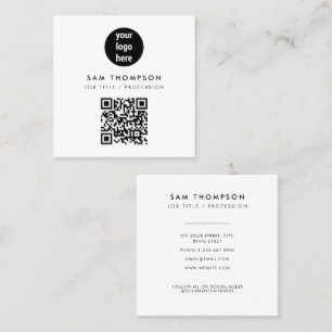 QR-Code-Geschäftslogo Modern Minimalistisch Weiß Quadratische Visitenkarte