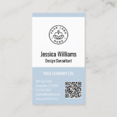 QR-Code Geschäftslogo Modern Professionell Blau Visitenkarte (Rückseite)