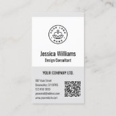 QR-Code Geschäftslogo Modern Professionell Grau Visitenkarte (Rückseite)