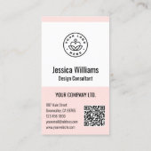 QR-Code-Geschäftslogo Modern Professionell Rosé Visitenkarte (Rückseite)
