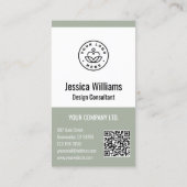 QR-Code Geschäftslogo Modern Professionell Sage Visitenkarte (Rückseite)
