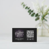 QR-Code Geschäftslogo Modern Professionell Schwarz Visitenkarte (Stehend Vorderseite)