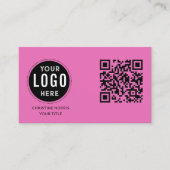 QR-Code Geschäftslogo | Modernes Hot Pink Visitenkarte (Vorderseite)