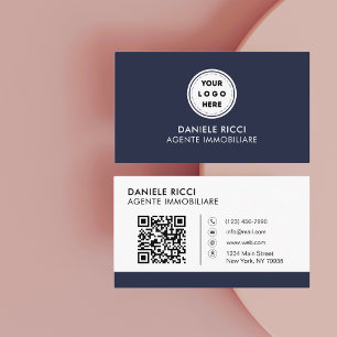 QR-Code-Geschäftslogo Navy Modern Professionell Visitenkarte