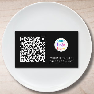 QR-Code Geschäftslogo Professionell Modern Schwarz Visitenkarte