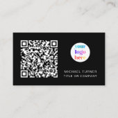 QR-Code Geschäftslogo Professionell Modern Schwarz Visitenkarte (Vorderseite)