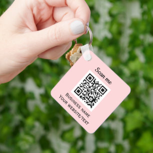 QR-Code-Geschäftslogo Professionell Pink Schlüsselanhänger