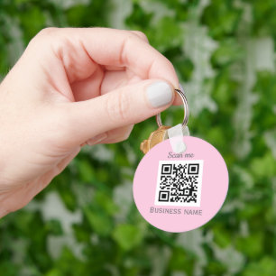 QR-Code Geschäftslogo Professionell Rosa Weiblich Schlüsselanhänger