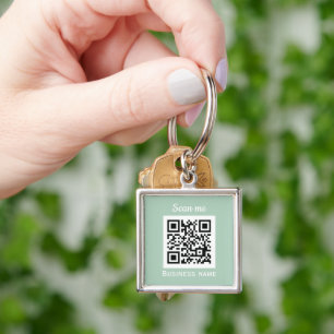 QR-Code Geschäftslogo Professionell Salbeigrün Schlüsselanhänger