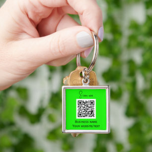 QR-Code-Geschäftslogo Professionelles Neon Grün Schlüsselanhänger