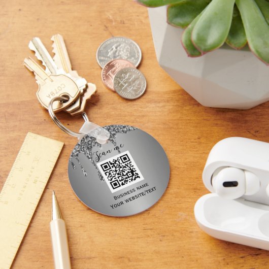 QR-Code-Geschäftslogo Professionelles Silber Schlüsselanhänger (Schreibtisch)