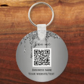 QR-Code-Geschäftslogo Professionelles Silber Schlüsselanhänger (Vorderseite)