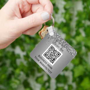 QR-Code-Geschäftslogo Professionelles Silber Schlüsselanhänger