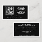 QR-Code Geschäftslogo Schwarz Minimalistisch Visitenkarte (Vorne/Hinten)