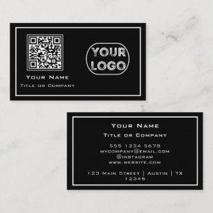 QR-Code Geschäftslogo Schwarz Minimalistisch Visitenkarte