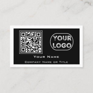 QR-Code Geschäftslogo Schwarz Minimalistisch Visitenkarte